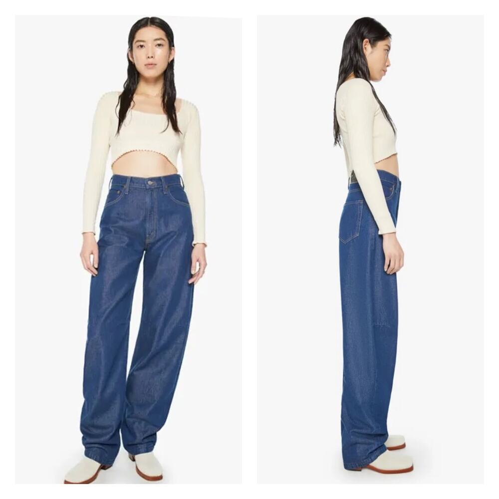 Mother Snacks Barrel Leg Kegger Heel Jeans In Wash Your Plate Size 23